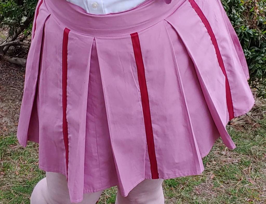 A skirt for a school uniform that uses box pleating
