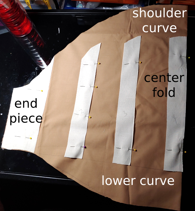 Diagram showing how to draw the curves using the end piece as a guide.