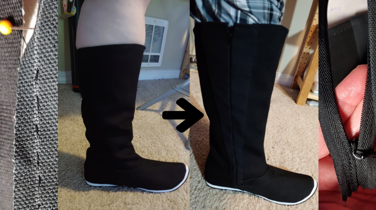 Adding extra space and zippers in boots – Leafnin Cosplay